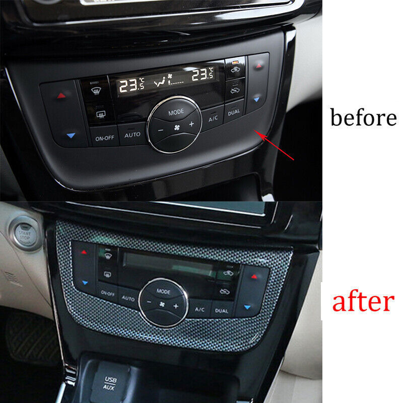 Console AC Switch Control Panel Trim Fit for Nissan Sentra 2013-19 Carbon Fiber