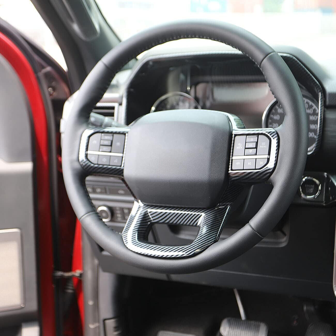 for ford F150 F-150 21-23 Carbon Fibre ABS Inner Steering Wheel Cover Trim Frame