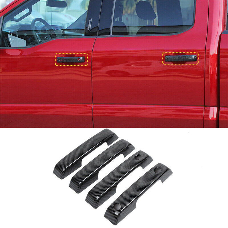 Carbon Fiber 4PCS Exterior Door Handle Cover Trim for ford F-150 F150 2021 2022