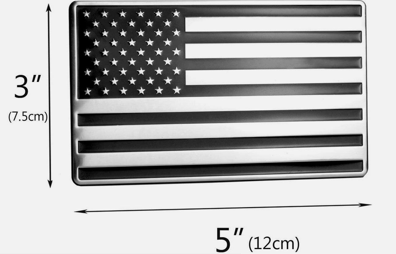 Car side fender rear trunk badge decal chrome black American flag for ford