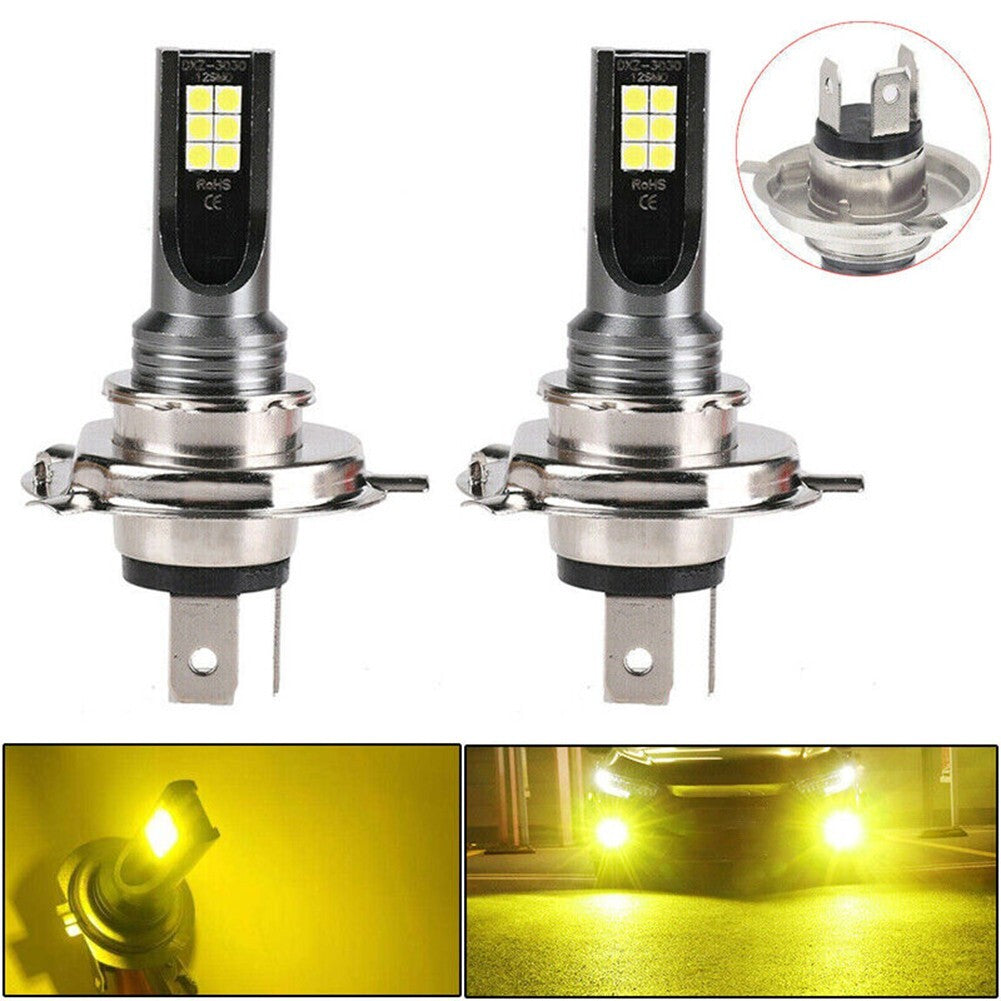 2PCS H4 9003 HB2 LED Headlight Bulbs Kit High Low Beam 3000K Golden Yellow