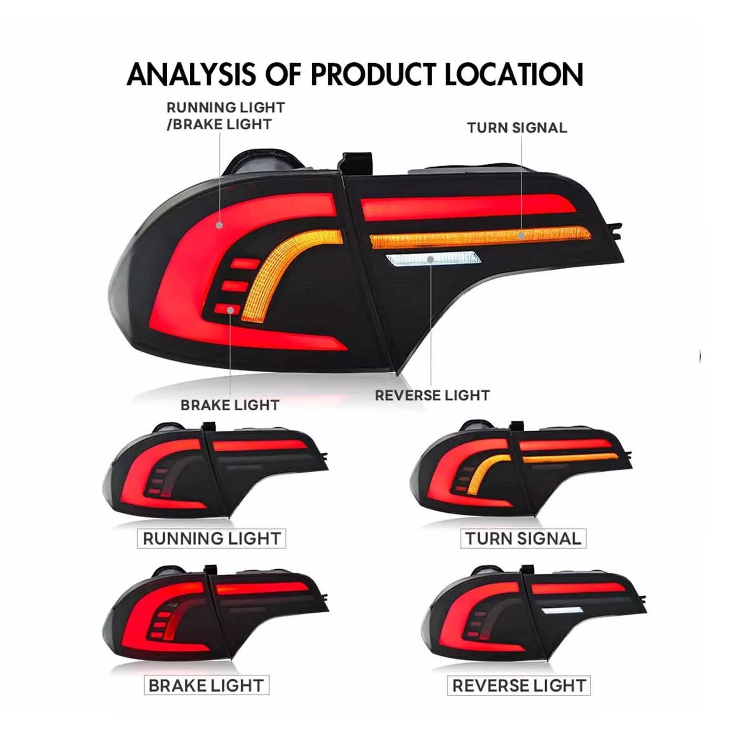 One pair of full LED taillights for Honda for Civic sedans 2006-2011 starting animation