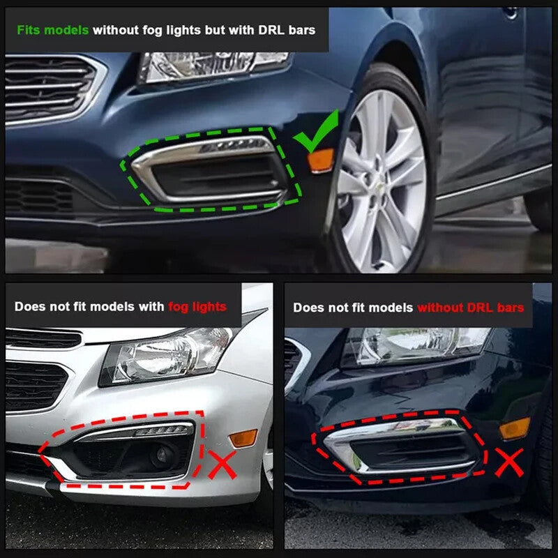 2PCS Fog Light Cover For 2015 for Chevrolet for Cruze 16 for Cruze Limited Sedan Black Front