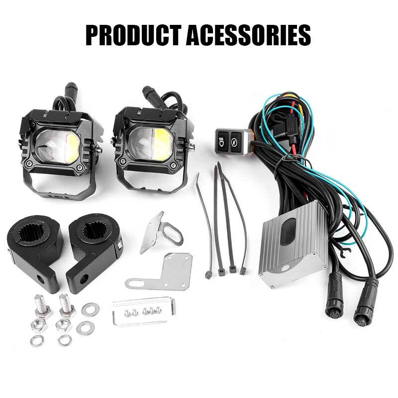 90W 10000LM LED Motorcycle ATV Driving Fog Spot Light Auxiliary Lamp White+Amber