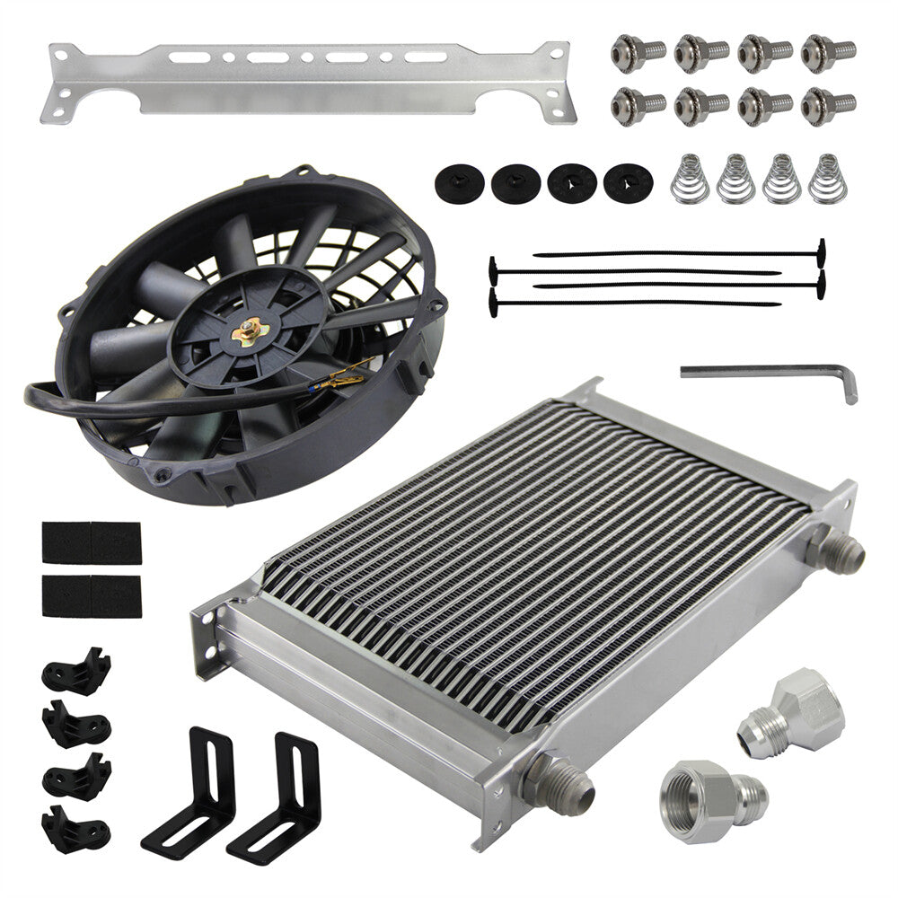 Universal 25 Row AN10 Engine Oil Cooler w/AN10-AN8 Fittings + 7 Electric Fan SL