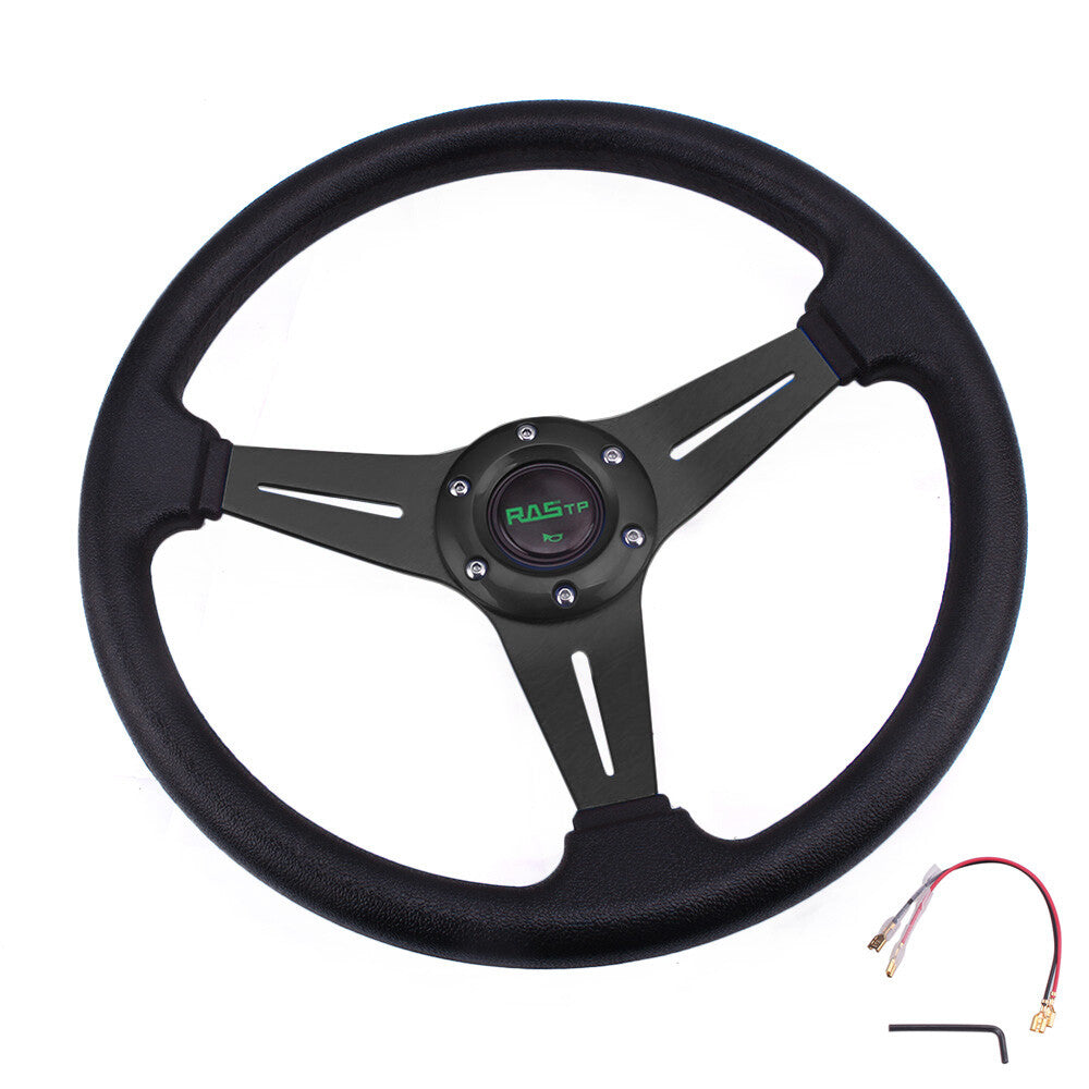 Universal 14INCH Aluminum Racing Steering Wheel Drifting Deep Dish Black