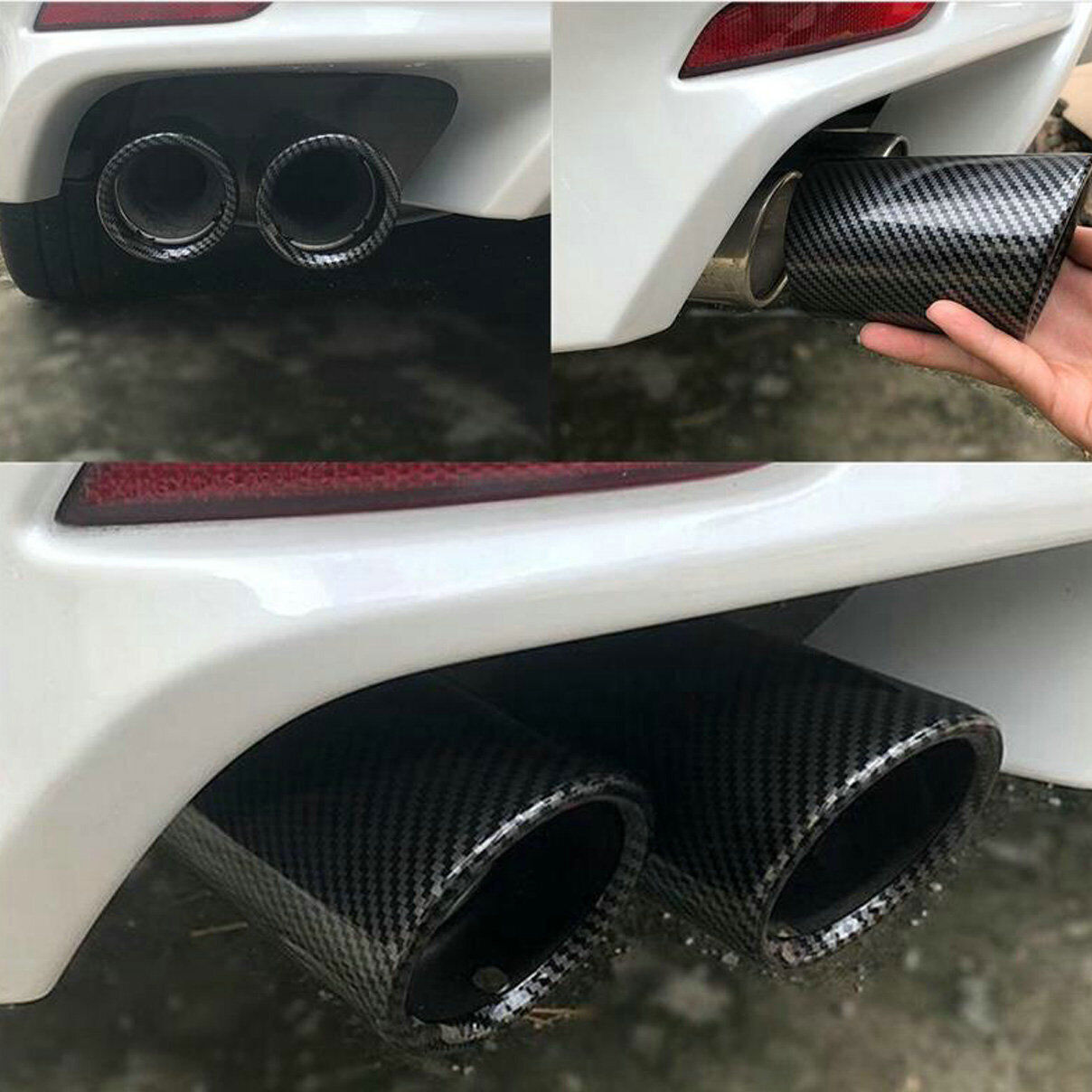Pair For 18-23 for Toyota for Camry Carbon Fiber Style Rear Exhaust Muffler Tip End Pipe