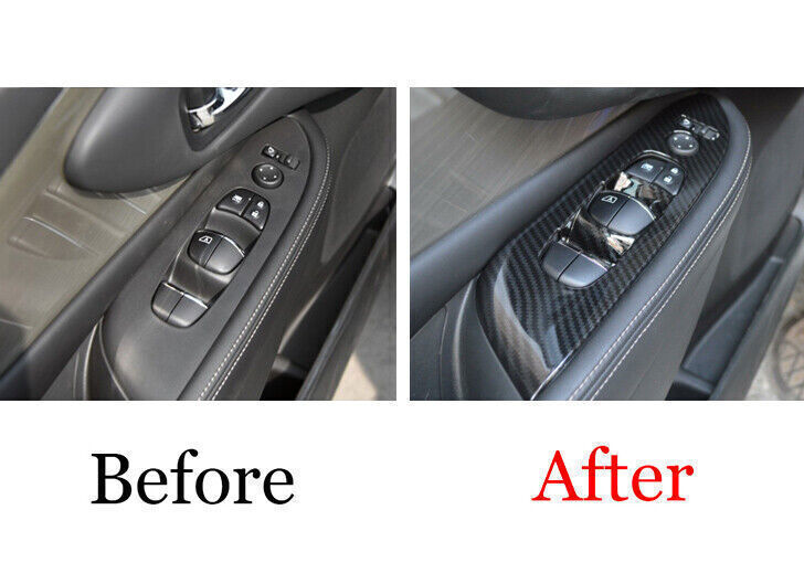 Glass Window Lifting Lock Panel Trim 4 for Nissan 2015-2021 Murano Carbon Fiber
