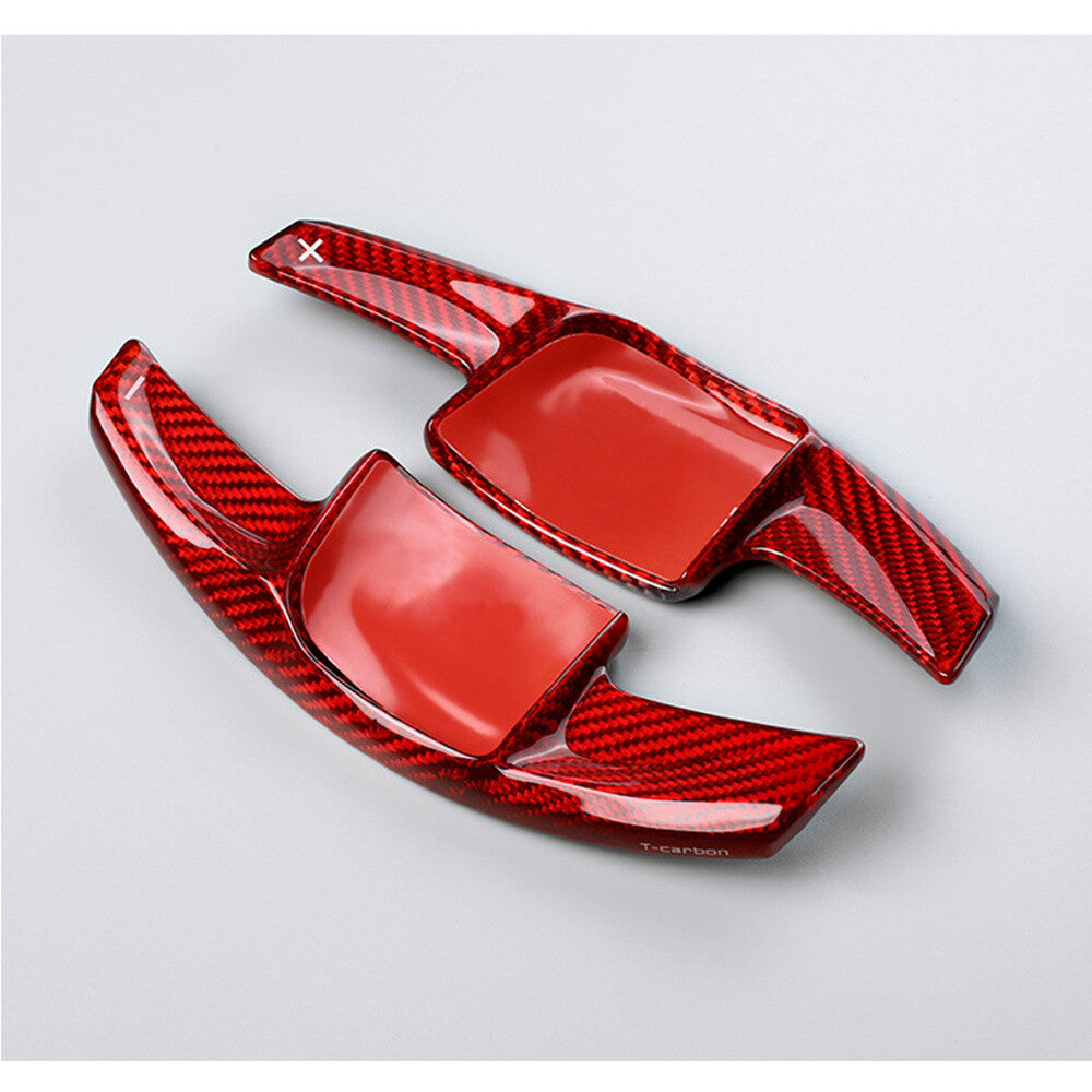 Red Carbon Fiber Steering Wheel Paddles Shifter Trim for Benz C S E Class 2021+