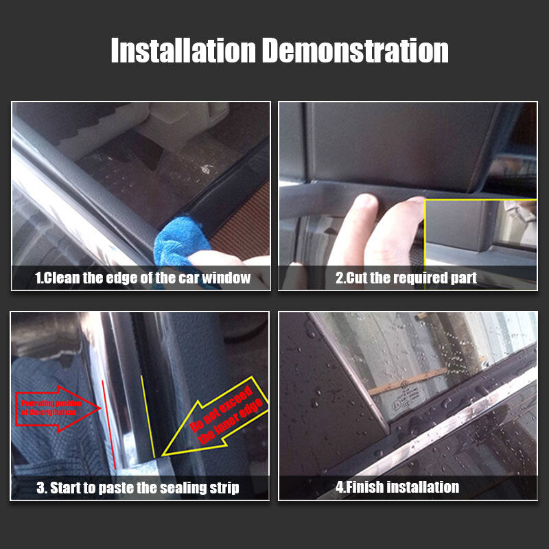4M FrontRear Side Window Trim Edge Moulding Rubber Car Weatherstrip Seal Strip