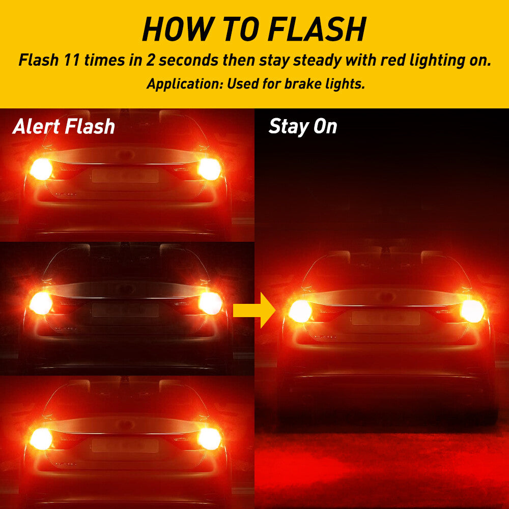 AUXITO 3156 4157 3457 LED Red Flashing Light Brake Stop Tail Parking Bulb 4X