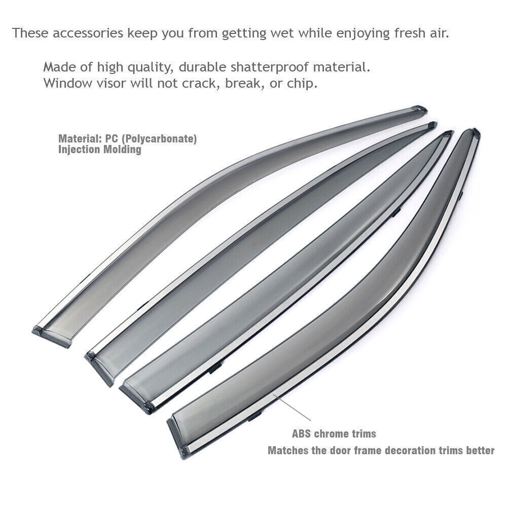 4X Sun Rain Guards Window Visor Vent Wind Deflectors For 2020-2025 for Ford Explorer