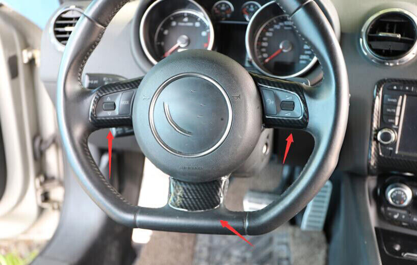 for Audi TT 2008-14 Carbon Fiber Inner Steering Wheel Frame Moulding Cover Trim