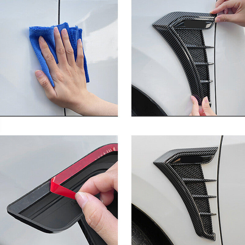 2-Pack Carbon Fiber Style Car Cover Airflow Fender Side Vent SUV Decorative Stickers