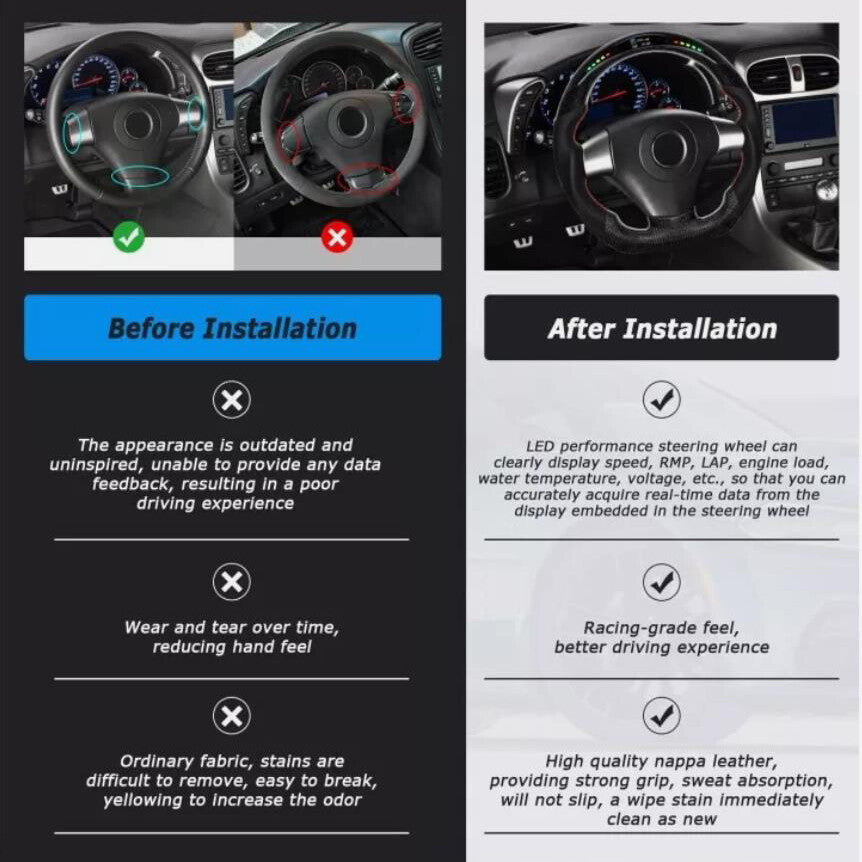 Carbon fiber exterior LED steering wheel suitable for Chevrolet for Corvette C6 Z06 ZR1 2006-2011