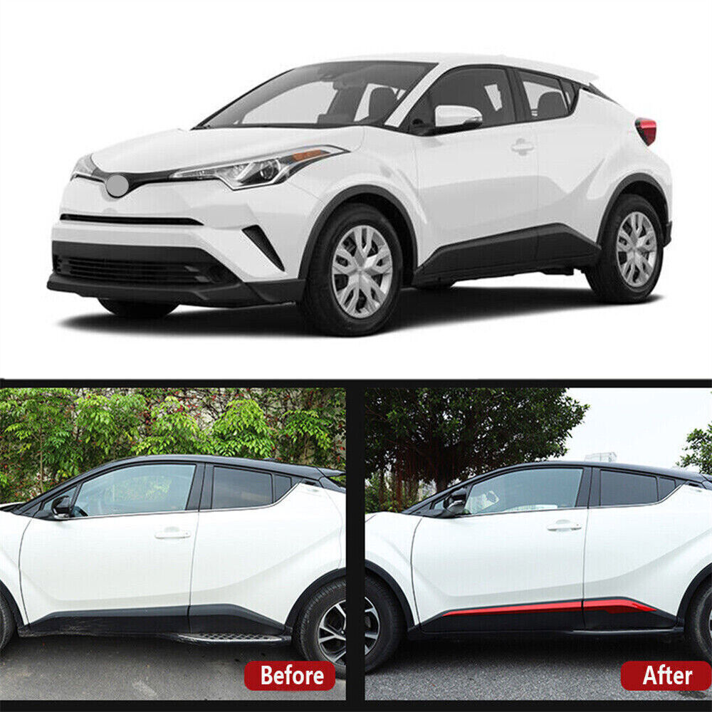 Side Door Body Guard Molding Strip 4X for Toyota C-HR CHR 2018-2022 Bright Red