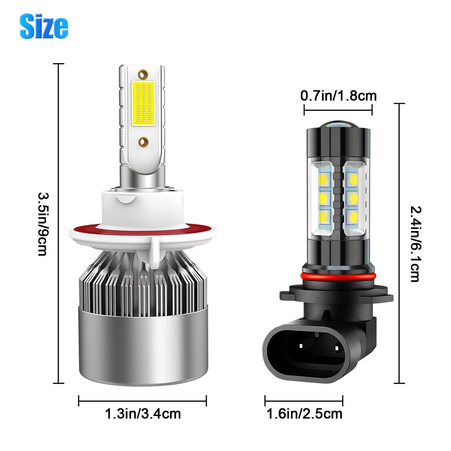 8000K LED Headlight Hi/Lo + Fog Light For 2004-2014 for Ford F-250 4X Bulbs Cambo