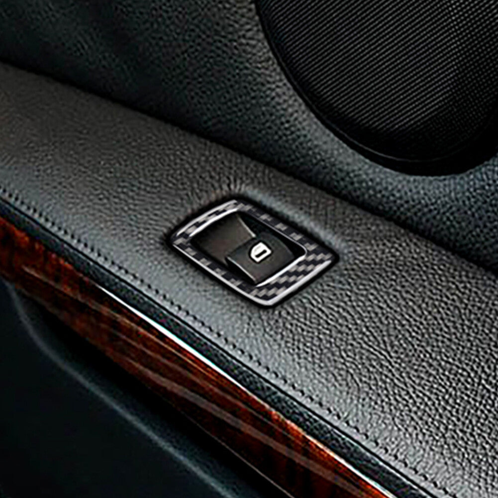 3Pcs Carbon Fiber Window Lift Switch Button Panel Cover for BMW Z4 E89 2009-2016