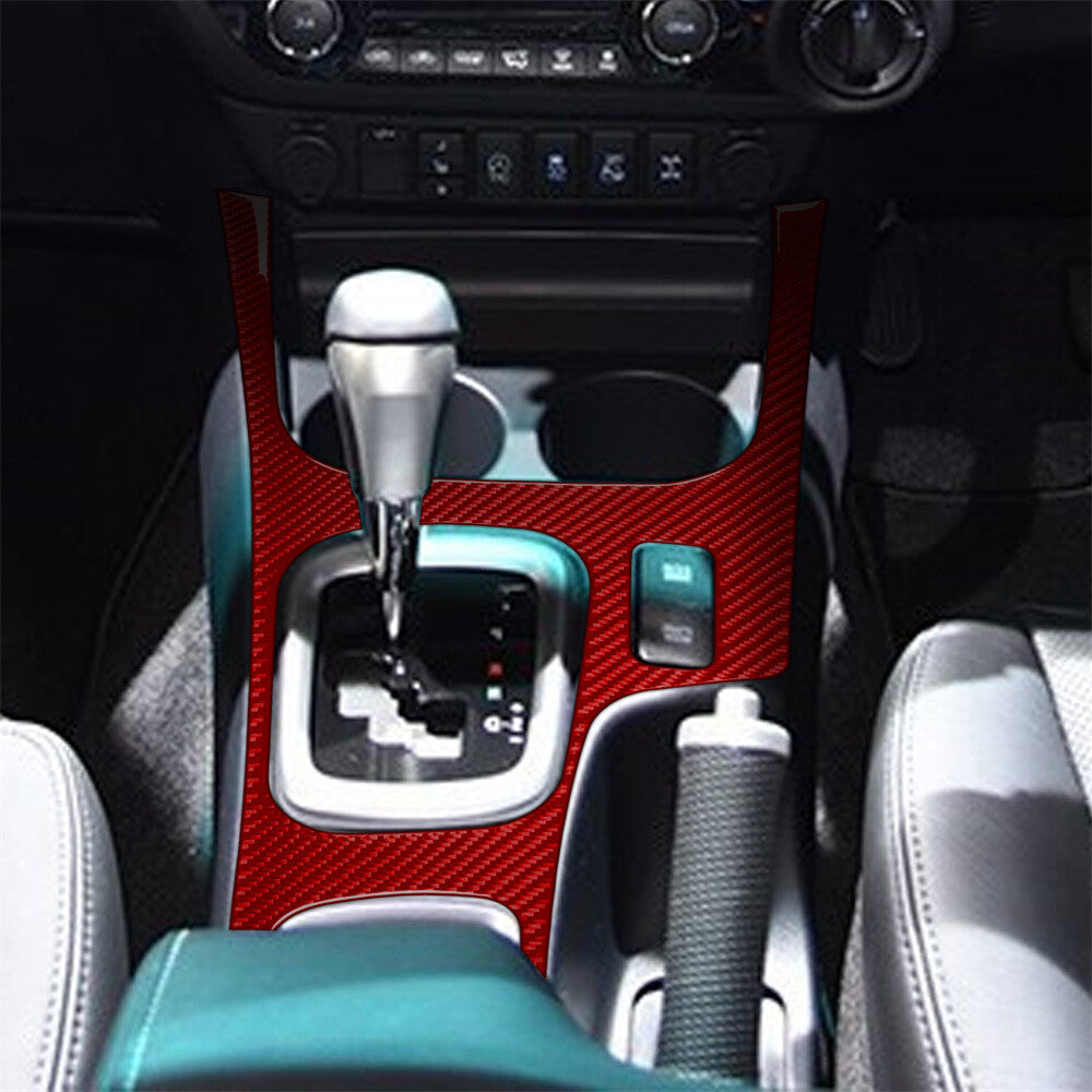 For Toyot@ Hilux Revo 15-21 RHD Red Carbon Central Control Gear Shift Panel Trim