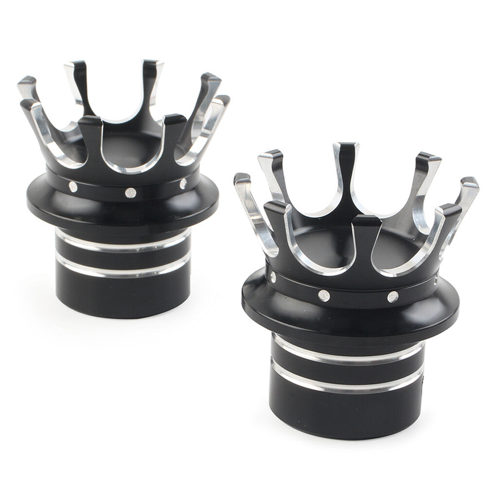 for Harley Softail Sportster Road King Crown Front Axle Nut Cover Black+White UK