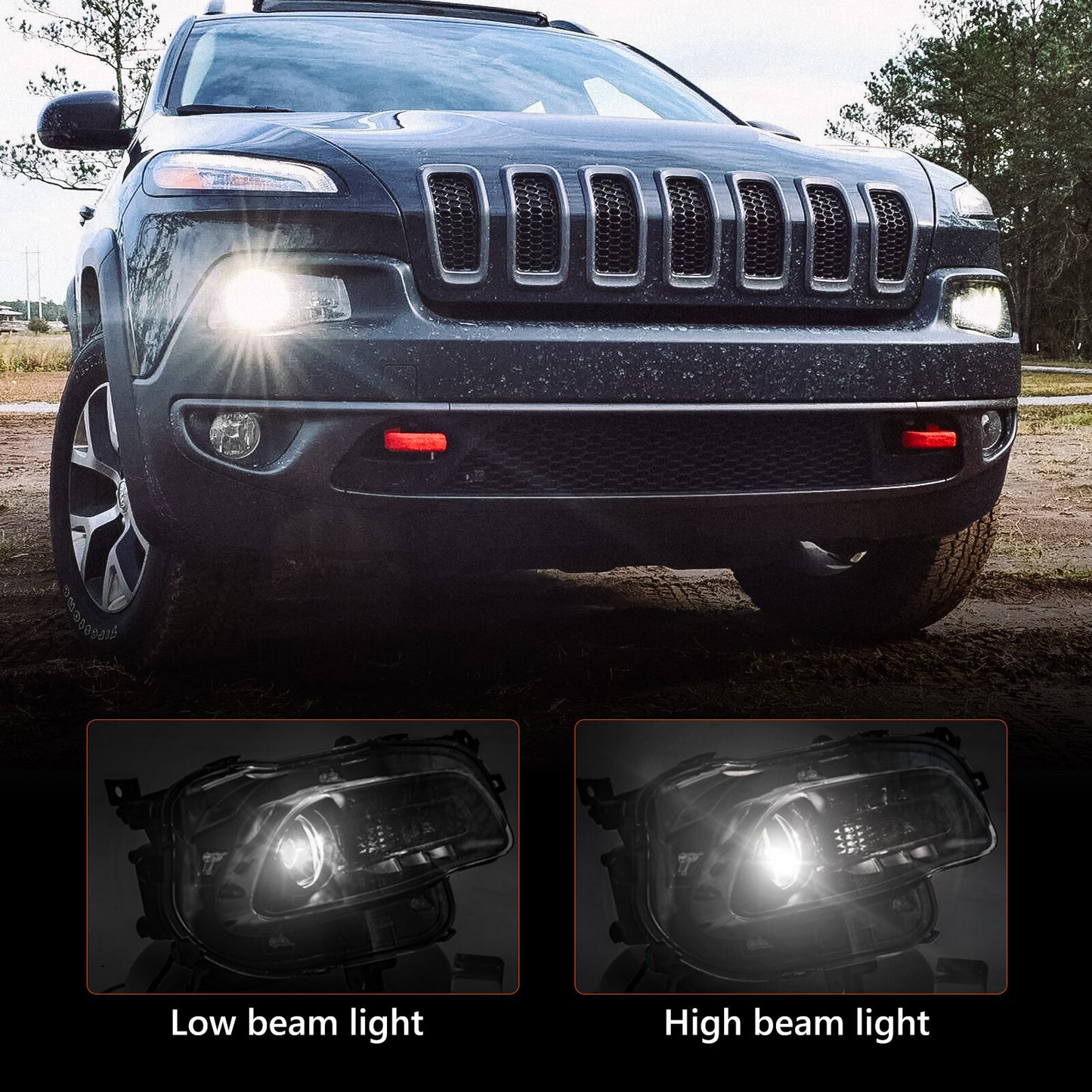 2014-2018 for Jeep Cherokee HID/Xenon Projector Headlights (Right Hand)