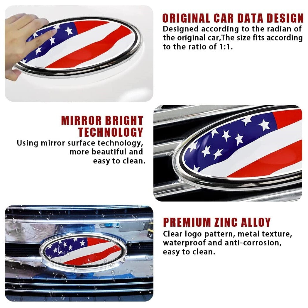9inch for ford Emblem F150 Red American Flag Front Grille Tailgate Oval Badge