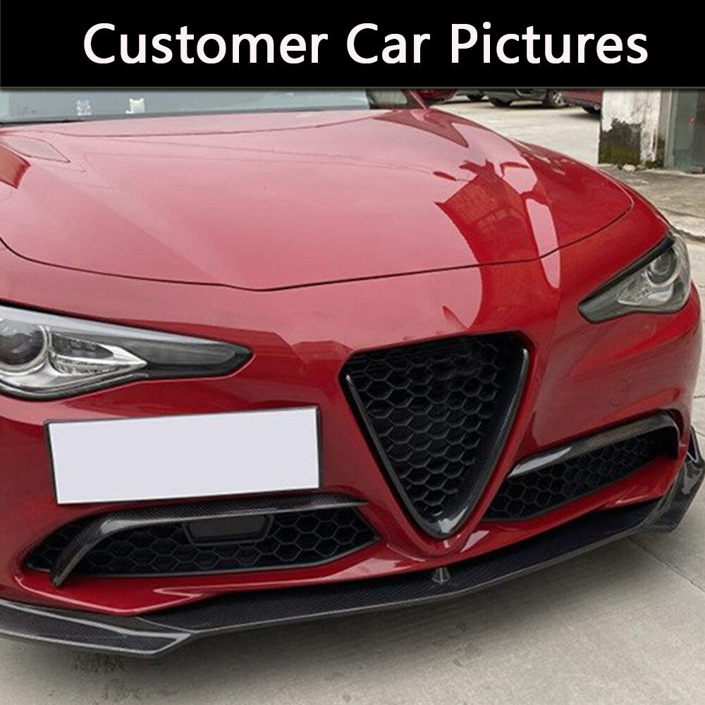 Fits for Alfa Romeo Giulia Base 2015UP Carbon Fiber Front Fog Light Fins Cover Trim