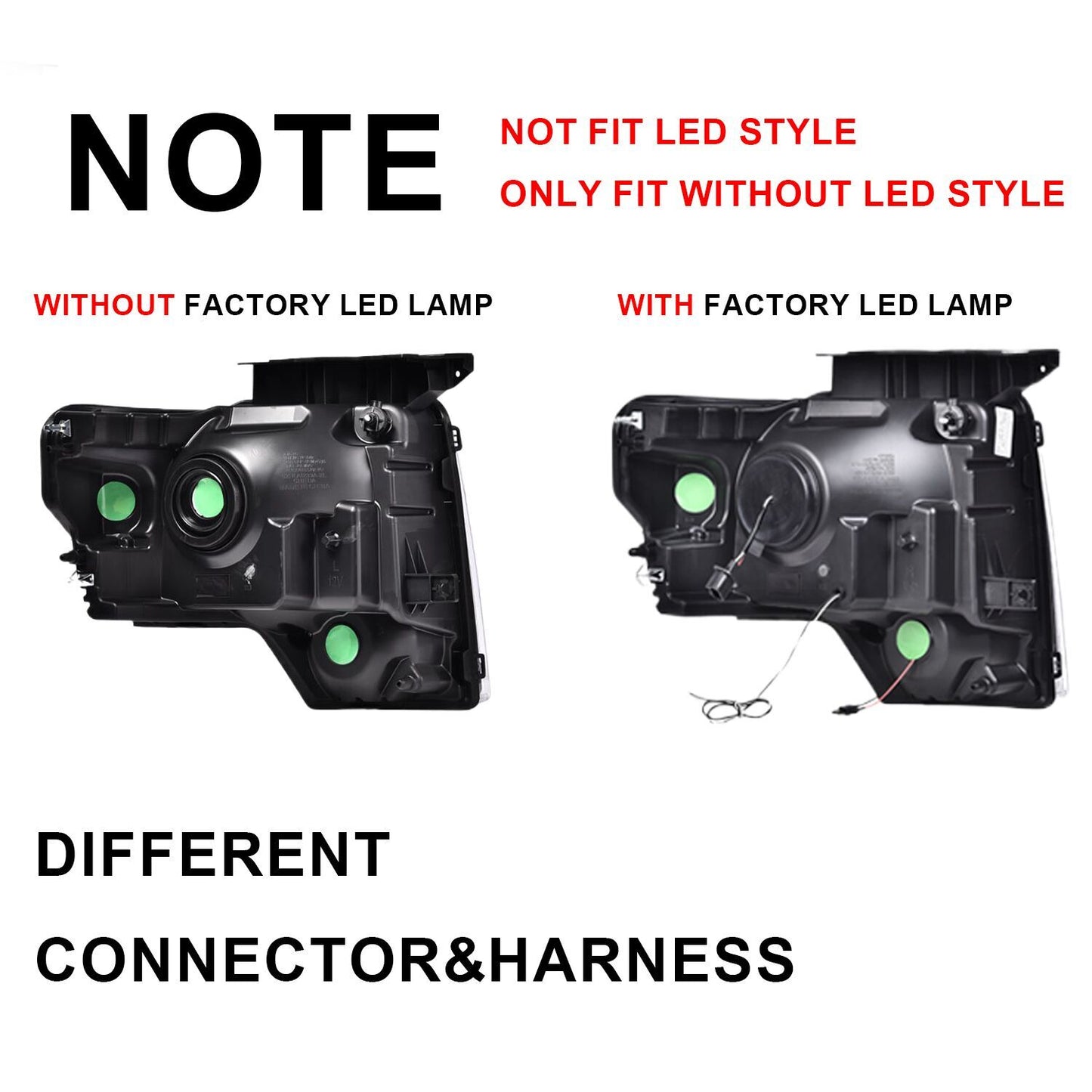 Pair of black/smoked factory style lens headlights suitable for 2009-2014 for Ford F150s.