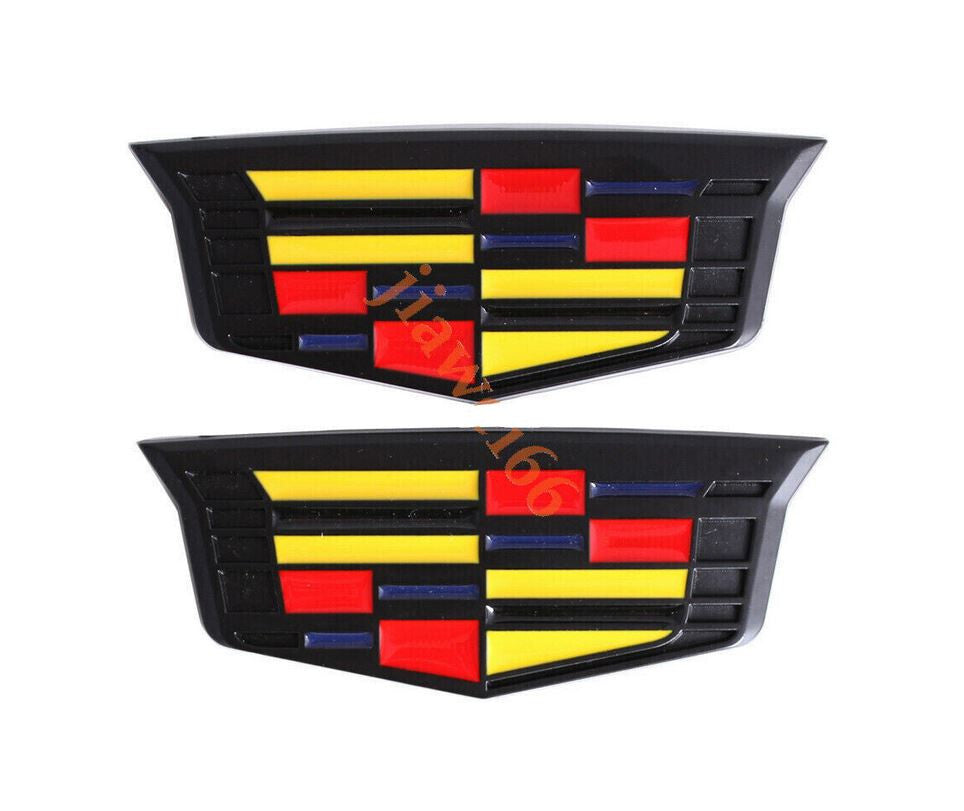 Side fender badge sticker for Cadillac ATS/CTS, matte black, 9cm x 3.5cm.