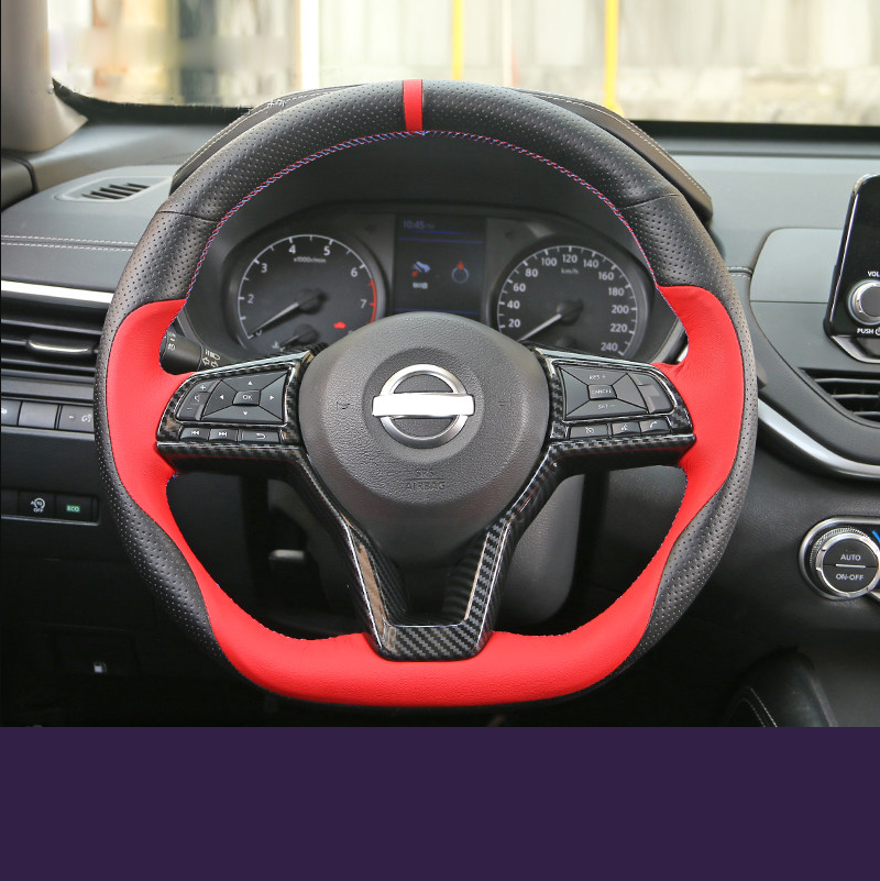 for Nissan Teana Altima 19-2021 Carbon Fiber Interior Steering Wheel Cover Trim
