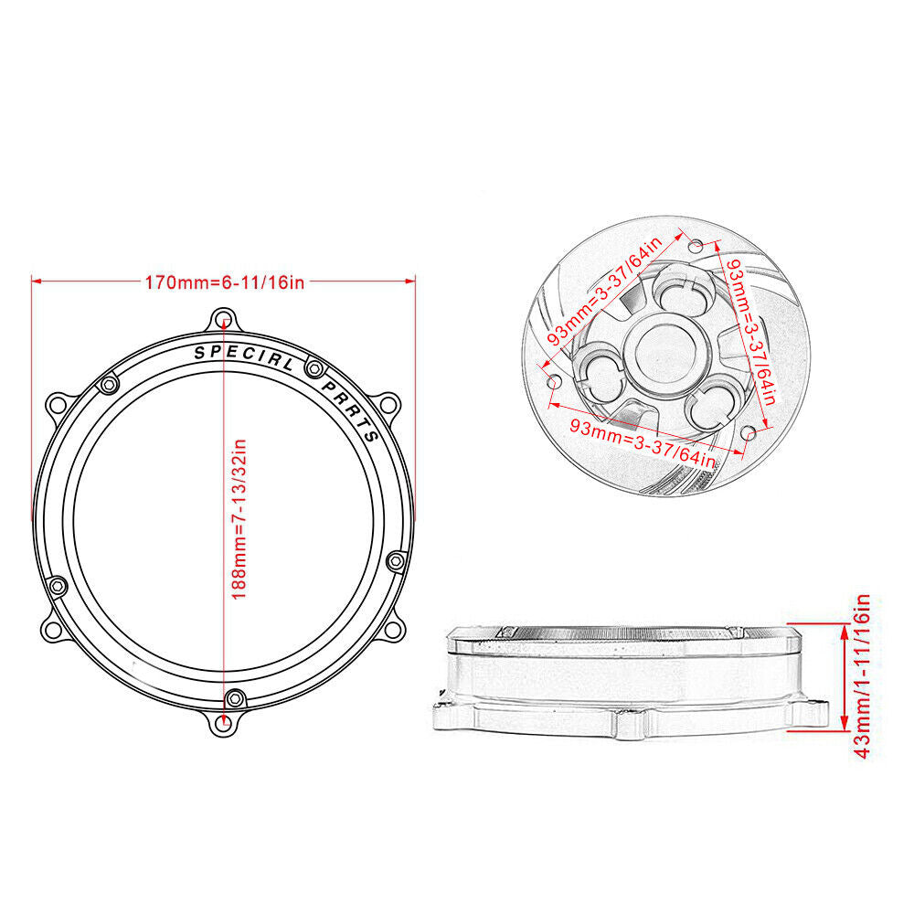 Black Racing Clear Clutch Cover Spring Retainer for Ducati Panigale V4 18-21