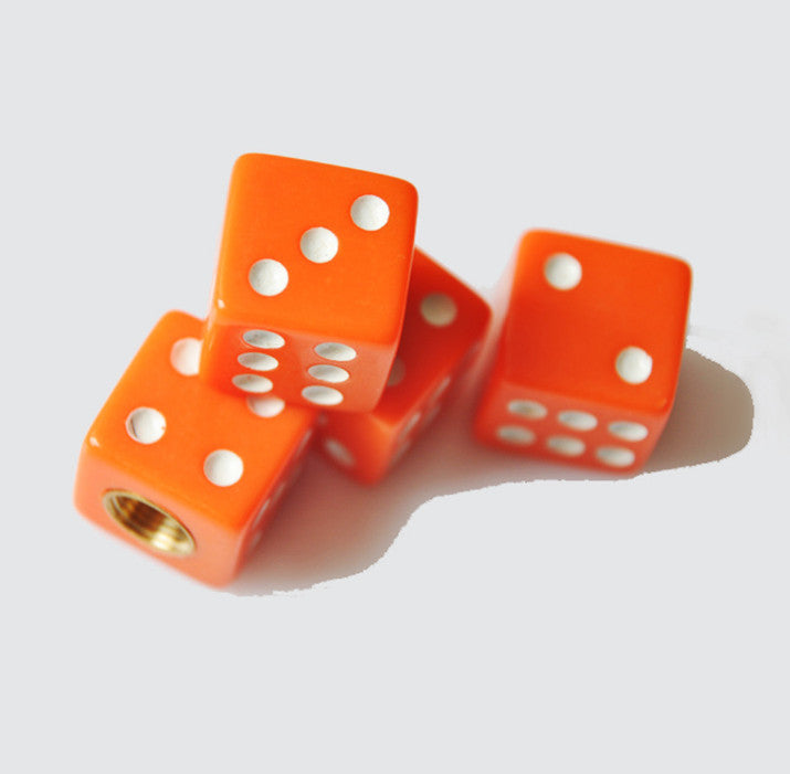 Orange Gem Dice Tire/Wheel Stem Air Valve CAPS set Universal Car truck hot rod
