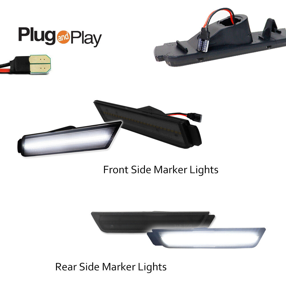 White LED front and rear bumper side marker indicators for Chevrolet Camaro 10-15
