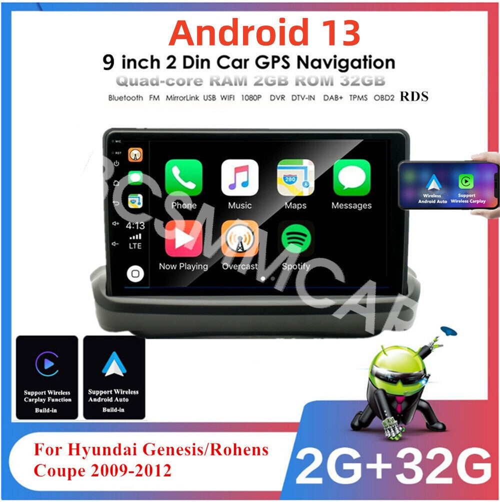 Fit For 2009-2012 for Hyundai for Genesis Coupe Car Stereo Radio GPS For Apple CarPlay