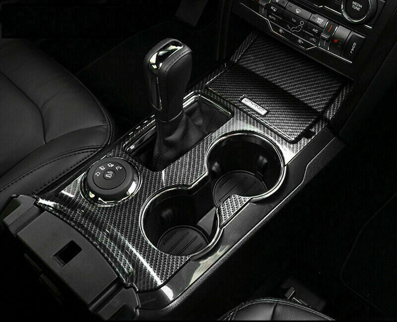 for Ford Explorer 2013-2019 Carbon Fiber Gear Shift Box Water Cup Panel Cover
