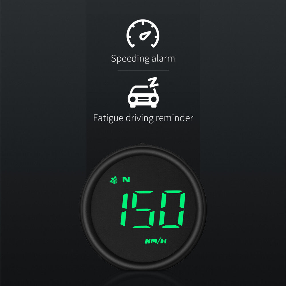 Digital Car HUD GPS Speedometer Head Up Display MPH KMH Compass Overspeed Alarm