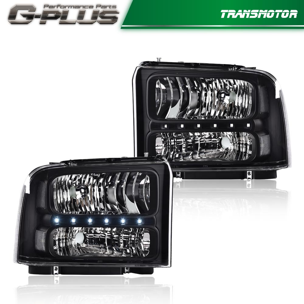Transparent lens, black housing, front light suitable for 05-07 F250 F350 F450 Super Duty