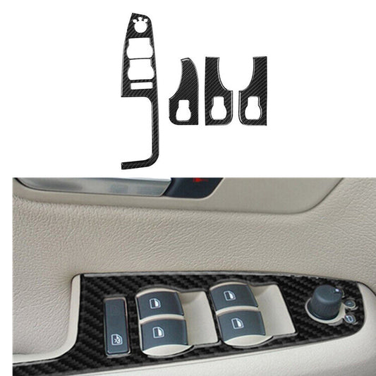 4x carbon fiber car window control bezel for Audi A4 S4 2005-2008