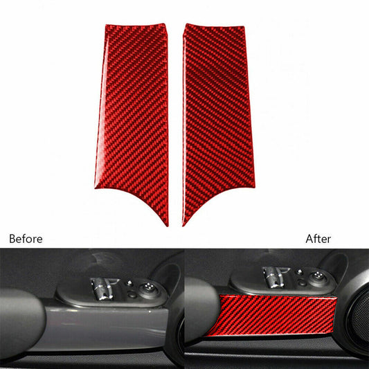 2Pcs Carbon Fiber Inner Door Handle Panel Cover Trim Fit for Mini Cooper F56