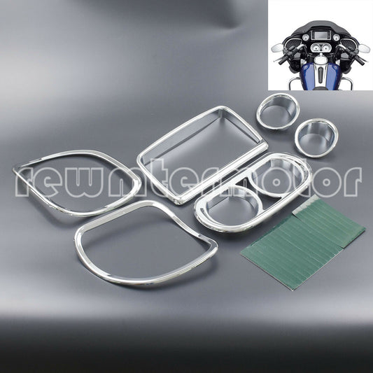 Inner Fairing Speedometer Radio Speaker Trim Chrome Fit for Harley Road Glide