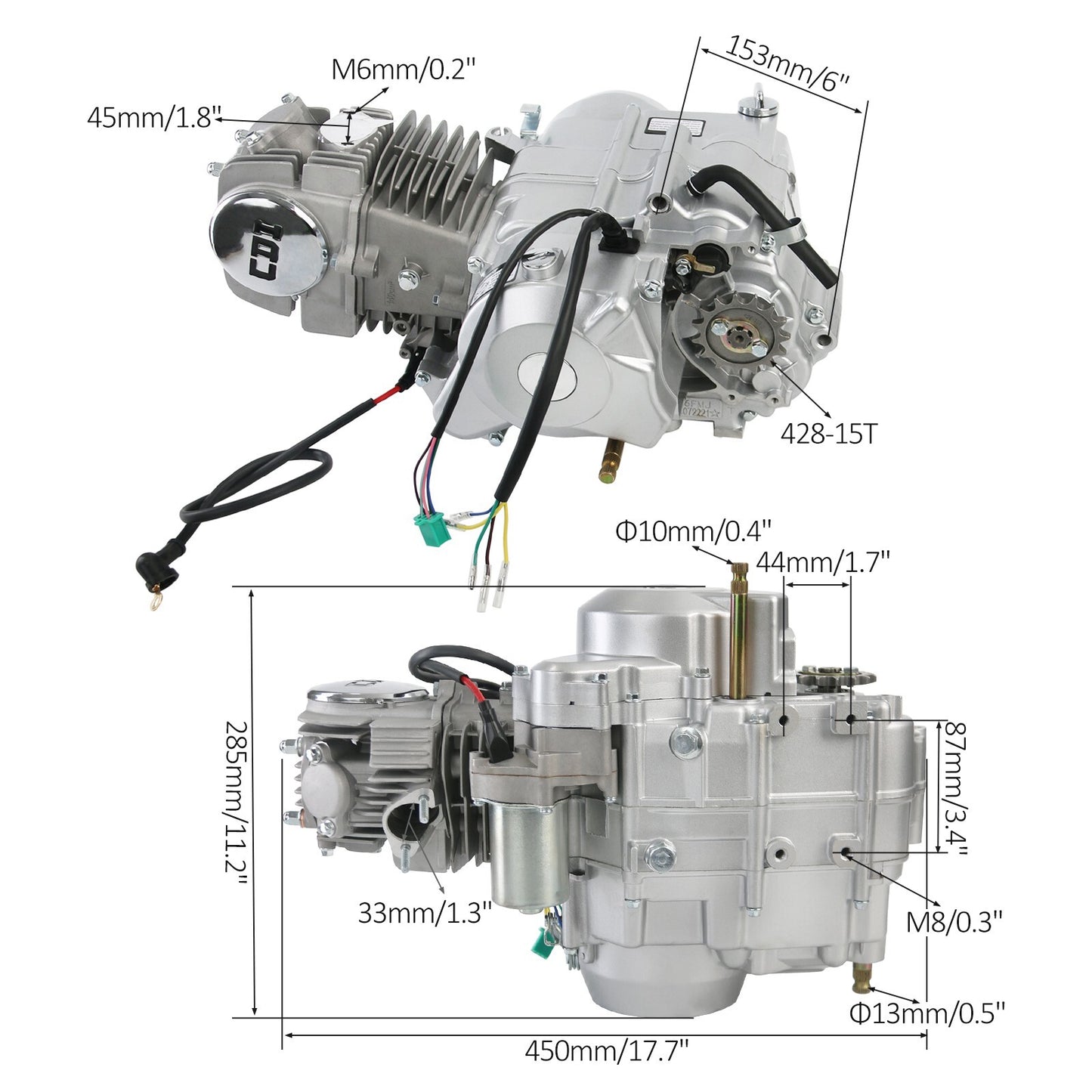 140cc engine motor kit with manual/electric start for off-road bikes CRF50, ATC70, Z50, CT70