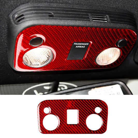 Red Carbon Fiber Front Reading Light Lamp Panel Cover for Ford for Mustang 2015-2022