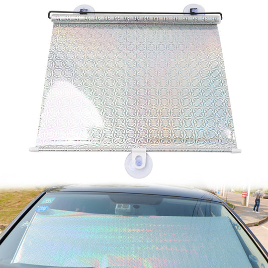 Retractable Auto Sun Shade Cover Car Side Window Roller Visor Shield Silvery
