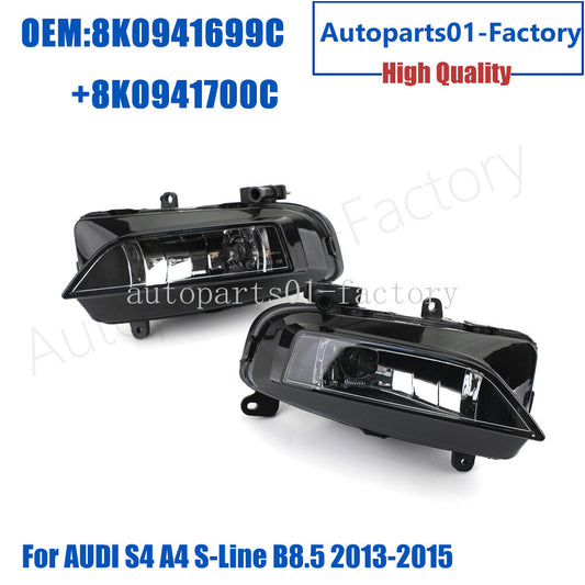 1Pair Front Bumper Mounted Foglight for Audi S4 A4 S-Line B8.5 2013-2015