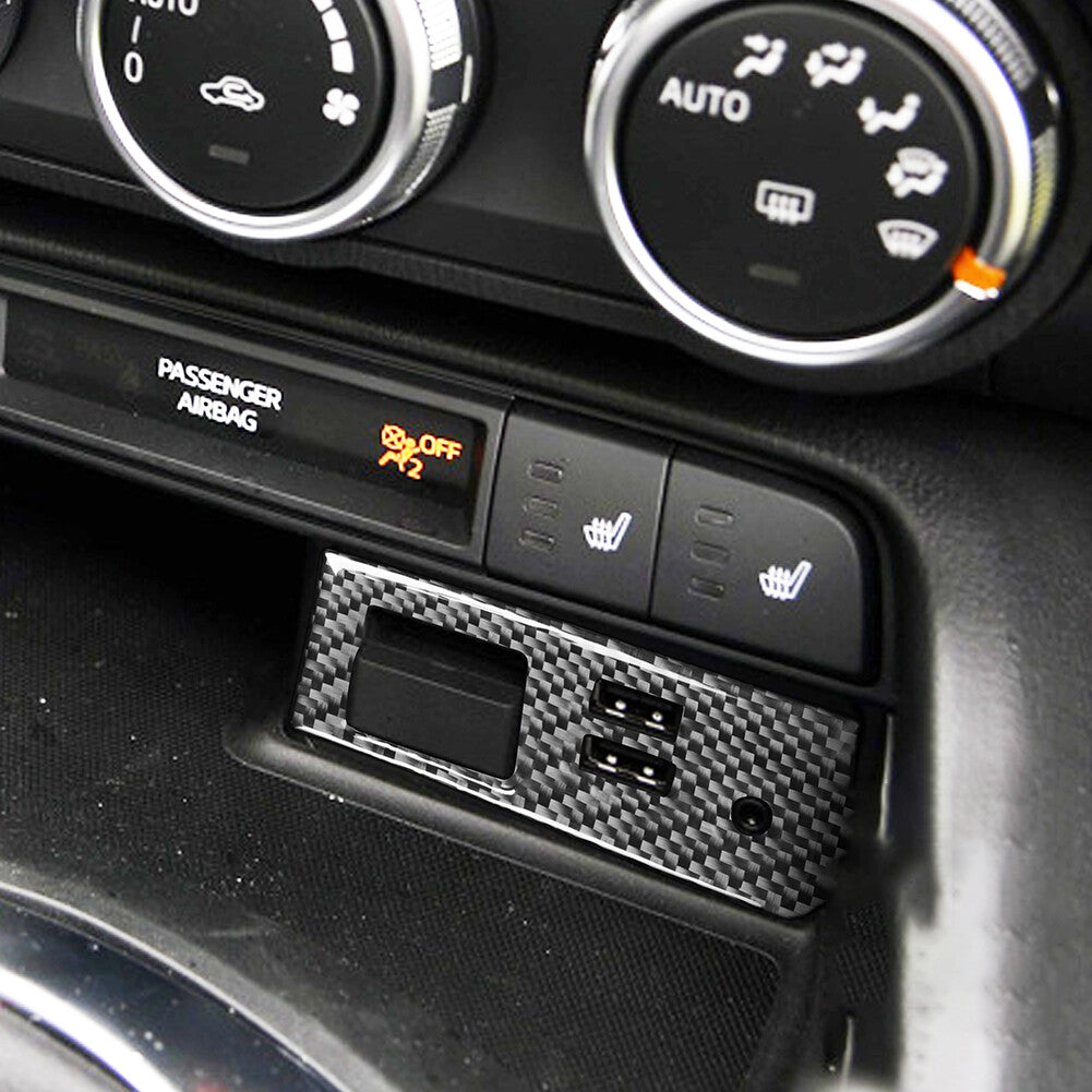 for Mazda MX-5 2016-2020 Carbon Fiber Interior USB Charger Port Panel Cover Trim