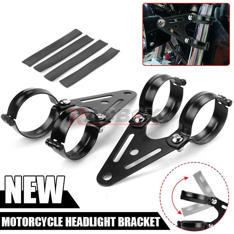 Motorcycle LED Headlight Front Fork Holder Bracket Metal For 52mm Fork Tubes