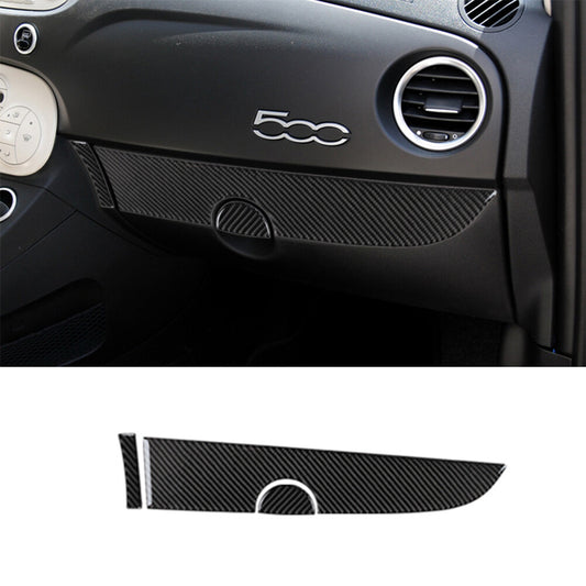 3Pcs Carbon Fiber Interior Passenger Dashboard Cover Trim For 2012-2015 for Fiat 500