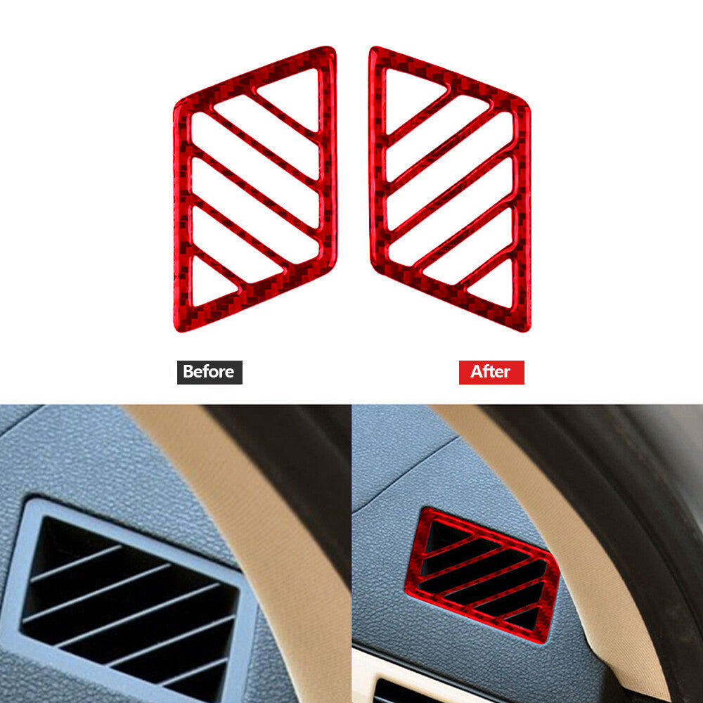 Red Carbon Fiber Console Vent Outlet Trim for BMW X3 2004-2010