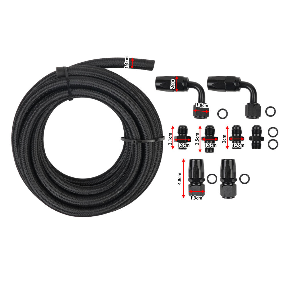 Automatic Transmission Cooler Line Kit 6AN Hose Line Kit Fit For 4L60E 4L65E Blk