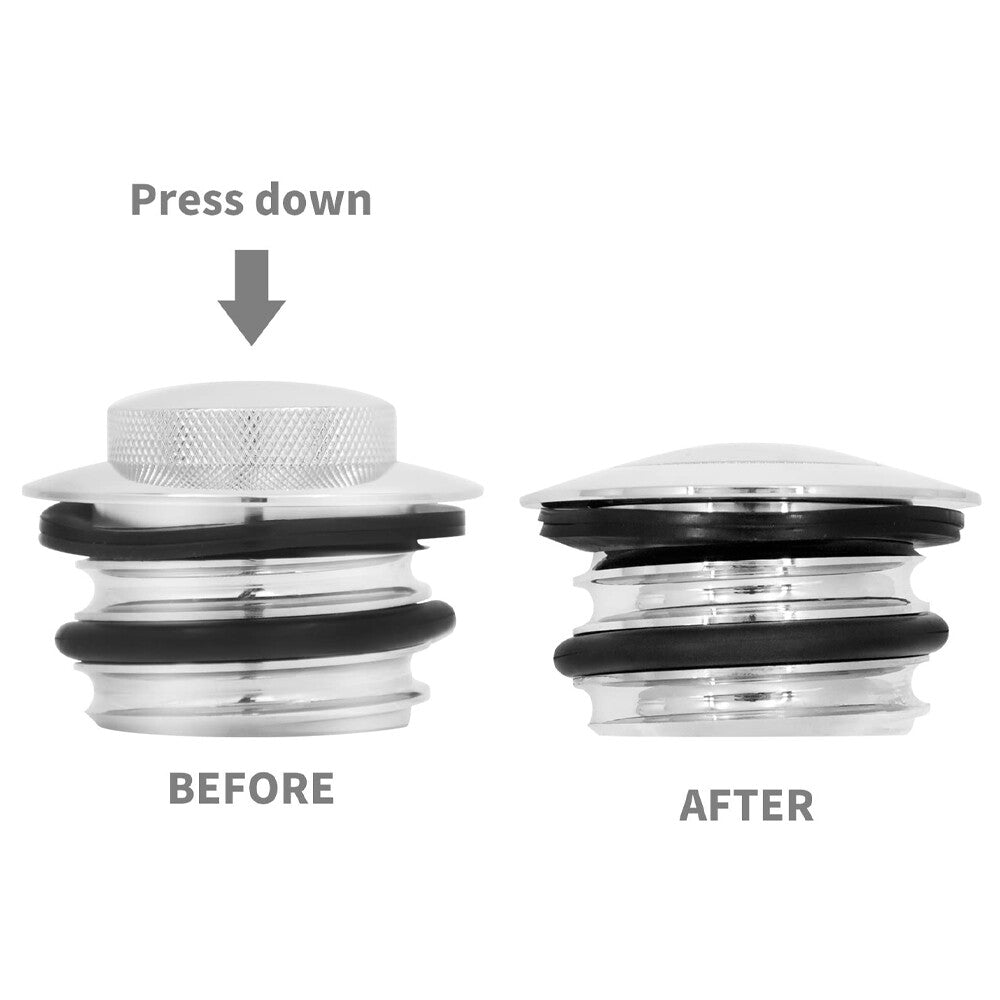 Silver Pop Up Vented Flush Mount Fuel Tank Gas Cap Fit for Harley Screw In Type